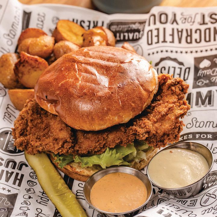Drift signature dishes Drift SpecialPower BowlFried Chicken Sandwich